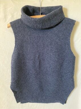 Community by Aritzia Sleeveless Wool/Yak Cowl Neck Sweater Vest in Deep Blue